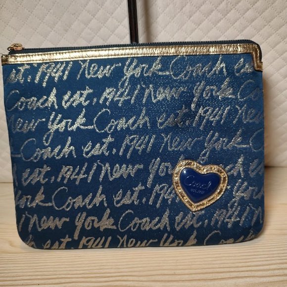 Coach blue/gold iPad/Tablet case - Picture 1 of 4